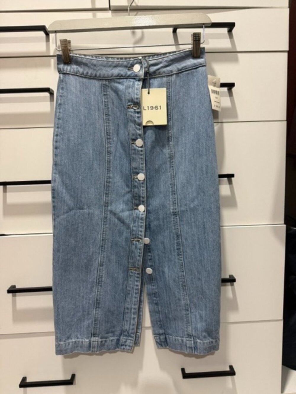 NWT DL1961 Jeanne Ronda Button Front Denim Midi Skirt